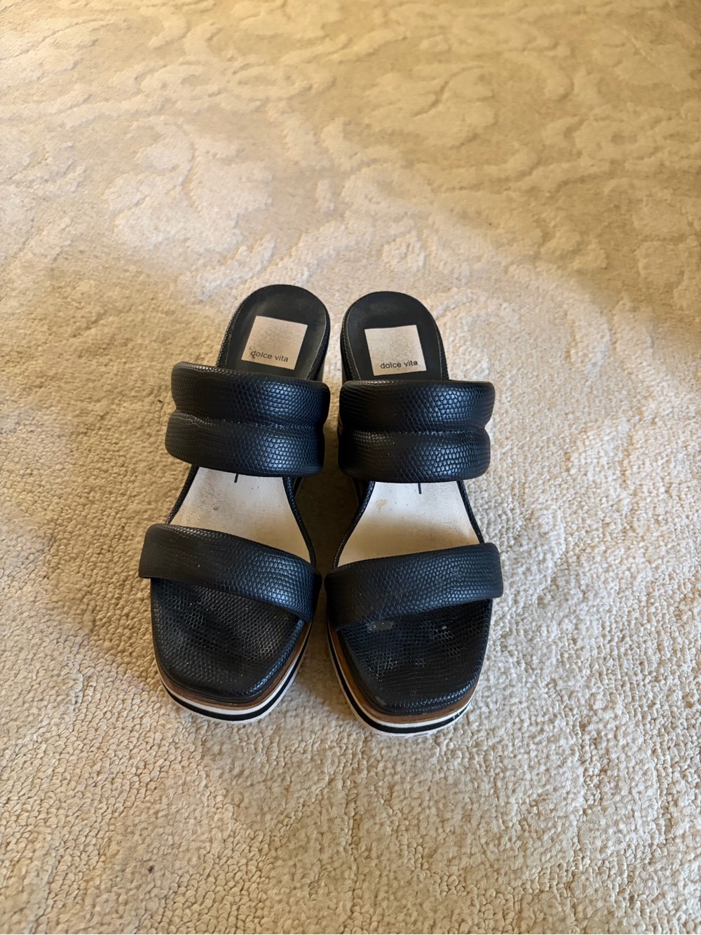 Dolce Vita Black Double-Strap Padded Slide Mules